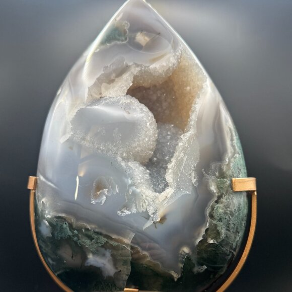 Rare Moss Agate Tear Drop Druzy Crystal 6lbs 5oz Earth Land Water Natural Geode - Picture 2 of 14